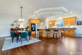 Dining Room & Eat-in Kitchen with Granite Solid Slab Countertops