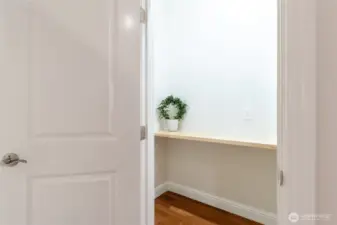 Walk-in Kitchen Pantry with new butcher block shelf