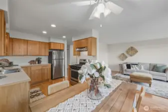 Looking back toward the kitchen and living room from the dining area.