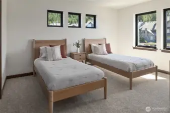 One of two bedrooms on upper level. This photo is of the model home.