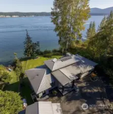 Overhead view medium bank waterfront