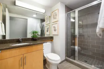 Large 3/4 bath for guests.