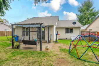Good size patio will hold BBQ grill and outdoor furniture.
