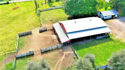Another aerial photo of barn and shop/ storage shed/ pumphouse in the distance