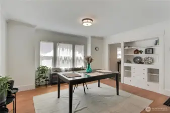 Dining room is spacious enough to hold large gatherings.