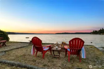 Relax by the fire after a day out on the water.