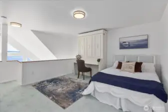 Loft doubles as the primary bedroom. Wake up to gorgeous water views and sunrises.