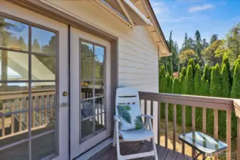 Private deck off primary bedroom loft.