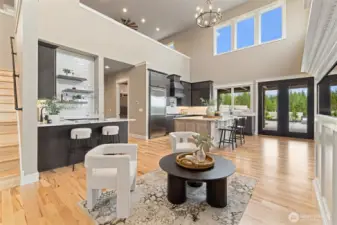 Open Kitchen & Living Space w/ Electric Fireplace.