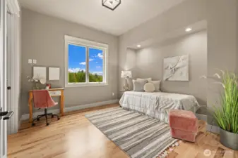 Upstairs bedroom 1 w/ walk-in custom closet.
