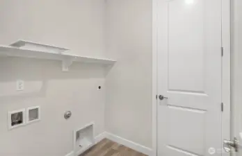 Laundry room with hook ups.