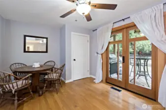 Doors leading to covered patio space.