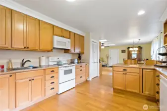 Second sink for food prep in kitchen.
