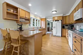 Bar seating in kitchen.