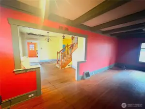 Living room leads to dining room