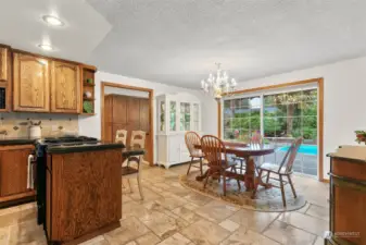 Kitchen and eating space is centrally located between two living areas creating a great flow for entertaining.