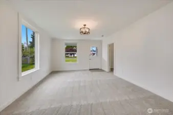 Family room with front entry.