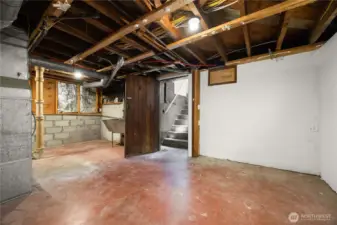 This unfinished basement provides plenty of storage or room to expand.
