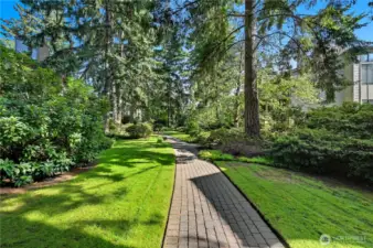 The property is lined with these brick walking paths. You can get your steps in every day without ever leaving your community!