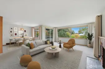 Virtually staged Living and Dining rooms.