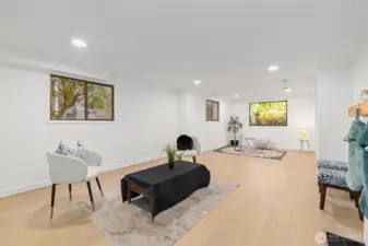 LVP flooring all through out the basement level area