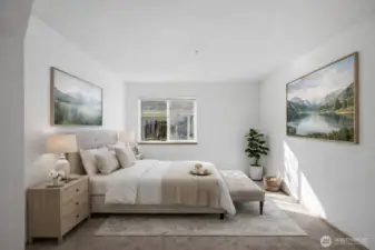 Primary bedroom has been virtually staged