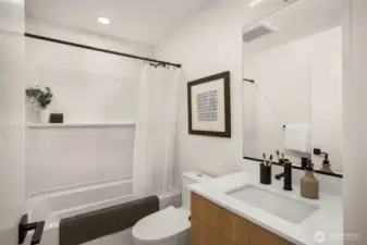 Secondary bathroom holds a tub giving all potential residents a access to a full bath