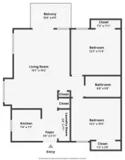 Floor plan of main level brand new remodeled Unit 1.  Unit 2-4 are identical floorplans yet Units 3 & 4 have vaulted ceilings.