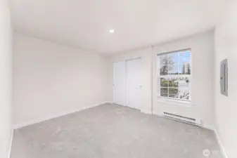 Unit #1 - Bedroom 1 of 2.  This one looks over the parking lot to the east.