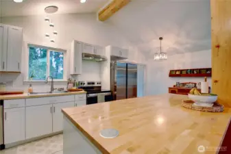 Kitchen with butcher block island
