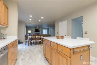 Kitchen connects seamlessly to the breakfast nook and family room