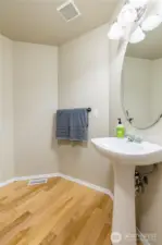 Extra-large half bath on the lower level