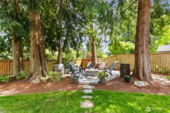 Paver walkway to the fire pit area.