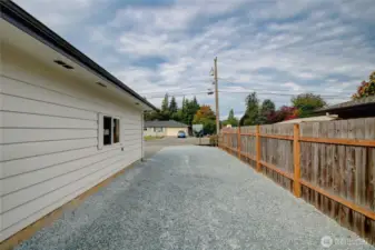 Extra parking on the east side of the garage.