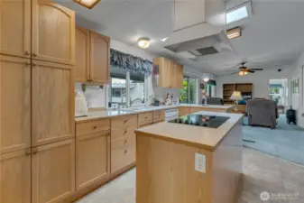 Kitchen with custom cabinets and pull-out shelves