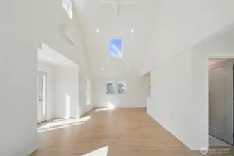Lot's of light through skylights and windows