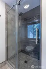 Shower in the primary bath.