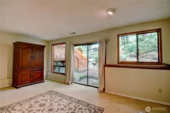 Family room with slider to access back yard