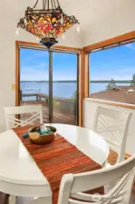 Dining room connects with kitchen and living room and the view deck.