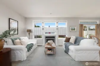BEAUTIFUL LIVING ROOM WITH WALL OF WINDOWS