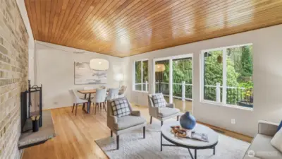 beautiful vaulted wood ceiling in the main living room