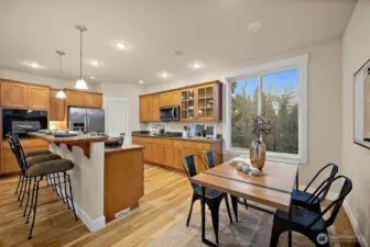 Plenty of space to move around and prepare food and entertain in this kitchen & dining area