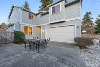 Tucked away garage provides extra privacy
