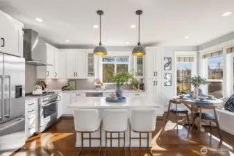 Custom lighting throughout + top of the line appliances