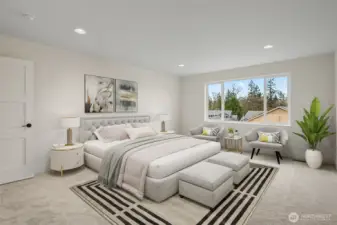 Virtually staged Primary Bedroom.