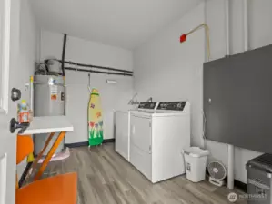 The shared laundry is in the room next door.