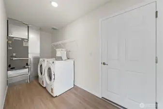 Laundry located right off the garage and duplicates as mud room