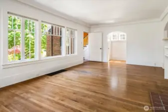 Looking back toward the entry. Alcove in center right of the picture has two big closets.