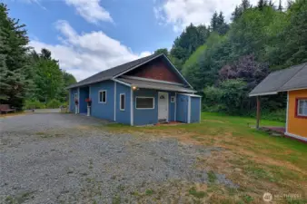 Looking at the back of the home.