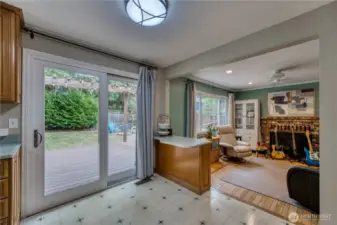 The family room with access to the private backyard